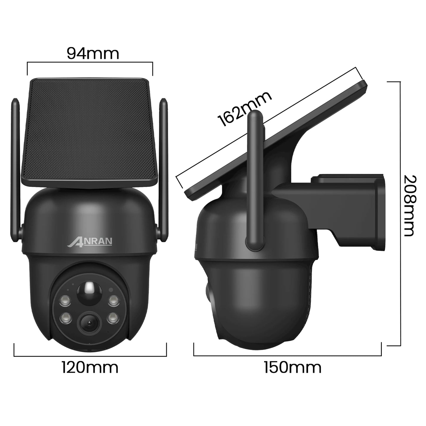 ANRAN Solar Camera 1/2pcs 3/5MP Outdoor 2.4G Wifi Security Camera Battery Cameras Home Surveillance Protection PIR Human Detect