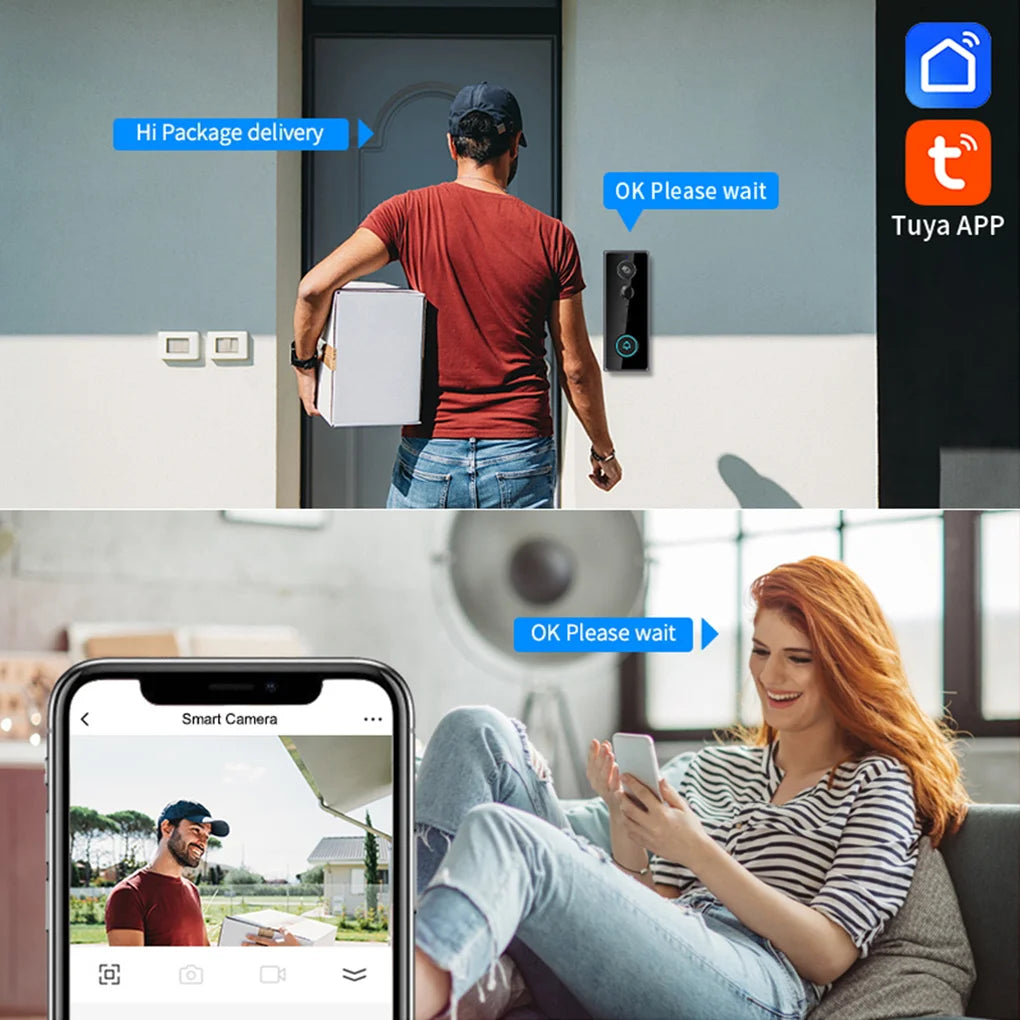 IP65 Wireless WIFI Smart Doorbell Video Intercom with Camera for Home Security PIR Motion Detection Night Vision Tuya Door Bell