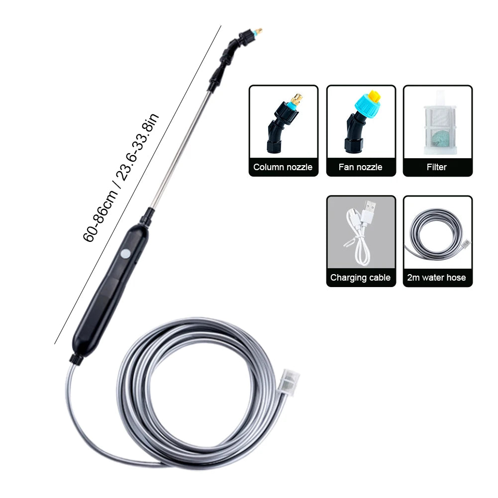 USB Rechargeable Electric Garden Sprayer Electric Sprayer with 2/4 Mist Nozzles Powerful Electric Sprayer for Gardening Cleaning