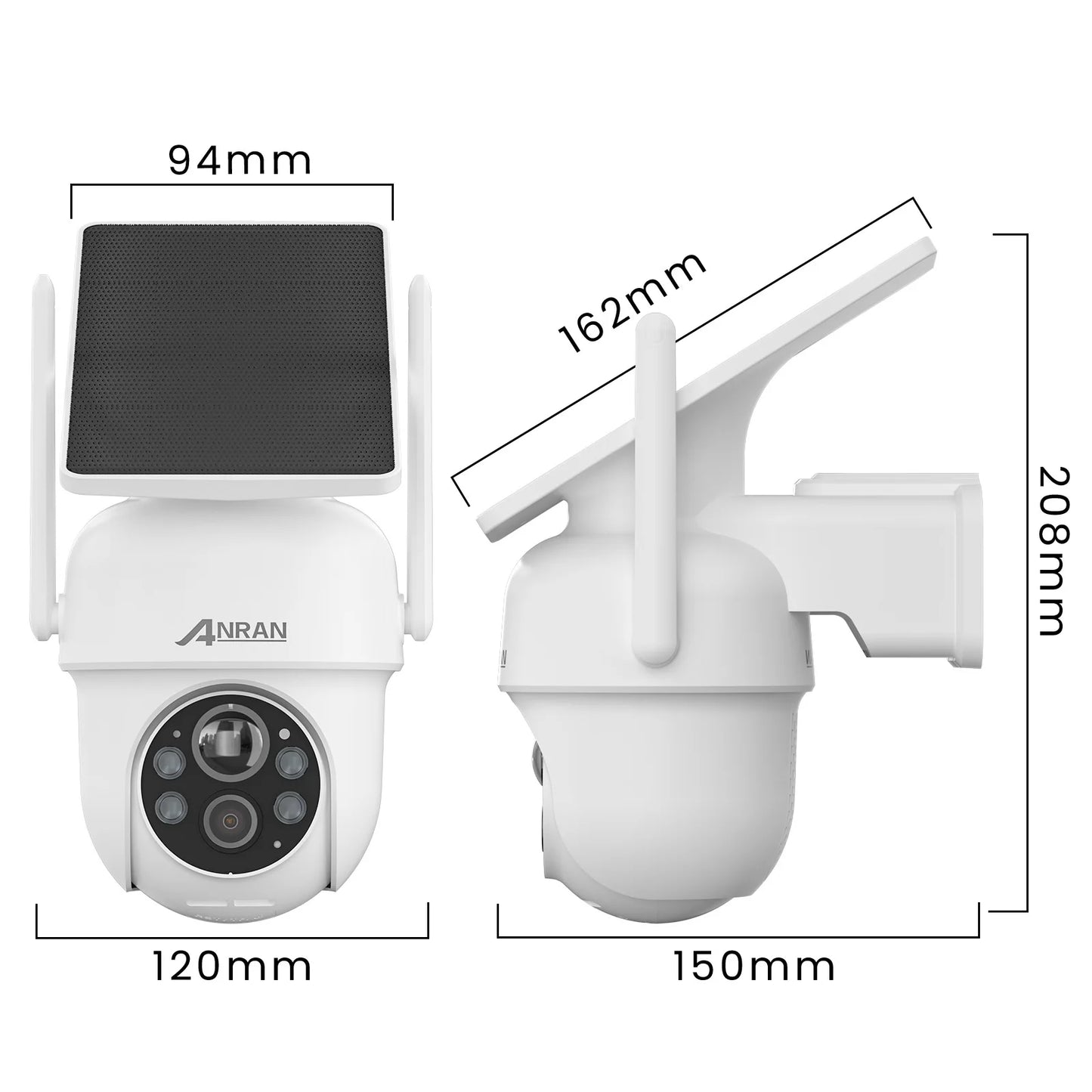 ANRAN Solar Camera 1/2pcs 3/5MP Outdoor 2.4G Wifi Security Camera Battery Cameras Home Surveillance Protection PIR Human Detect