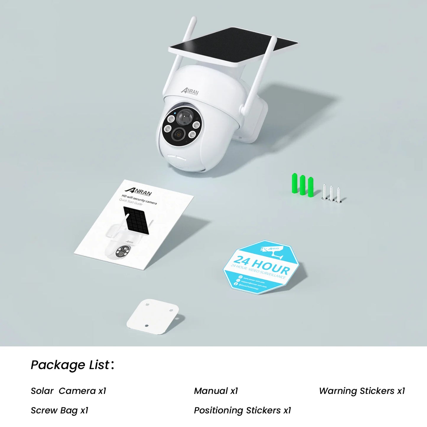ANRAN Solar Camera 1/2pcs 3/5MP Outdoor 2.4G Wifi Security Camera Battery Cameras Home Surveillance Protection PIR Human Detect