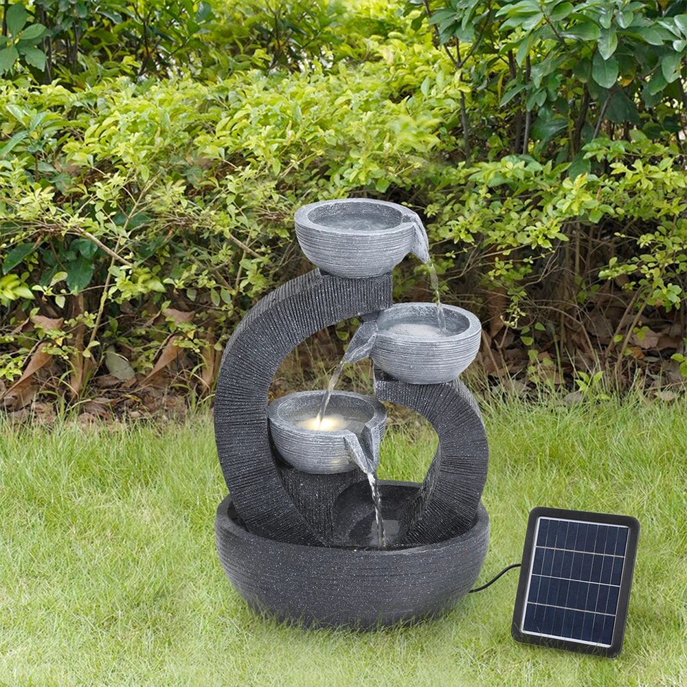 Garden Sanctuary Outdoor Solar-Powered Water Fountain Rockery Decor, 26cm W x 26cm D x 38.5cm H