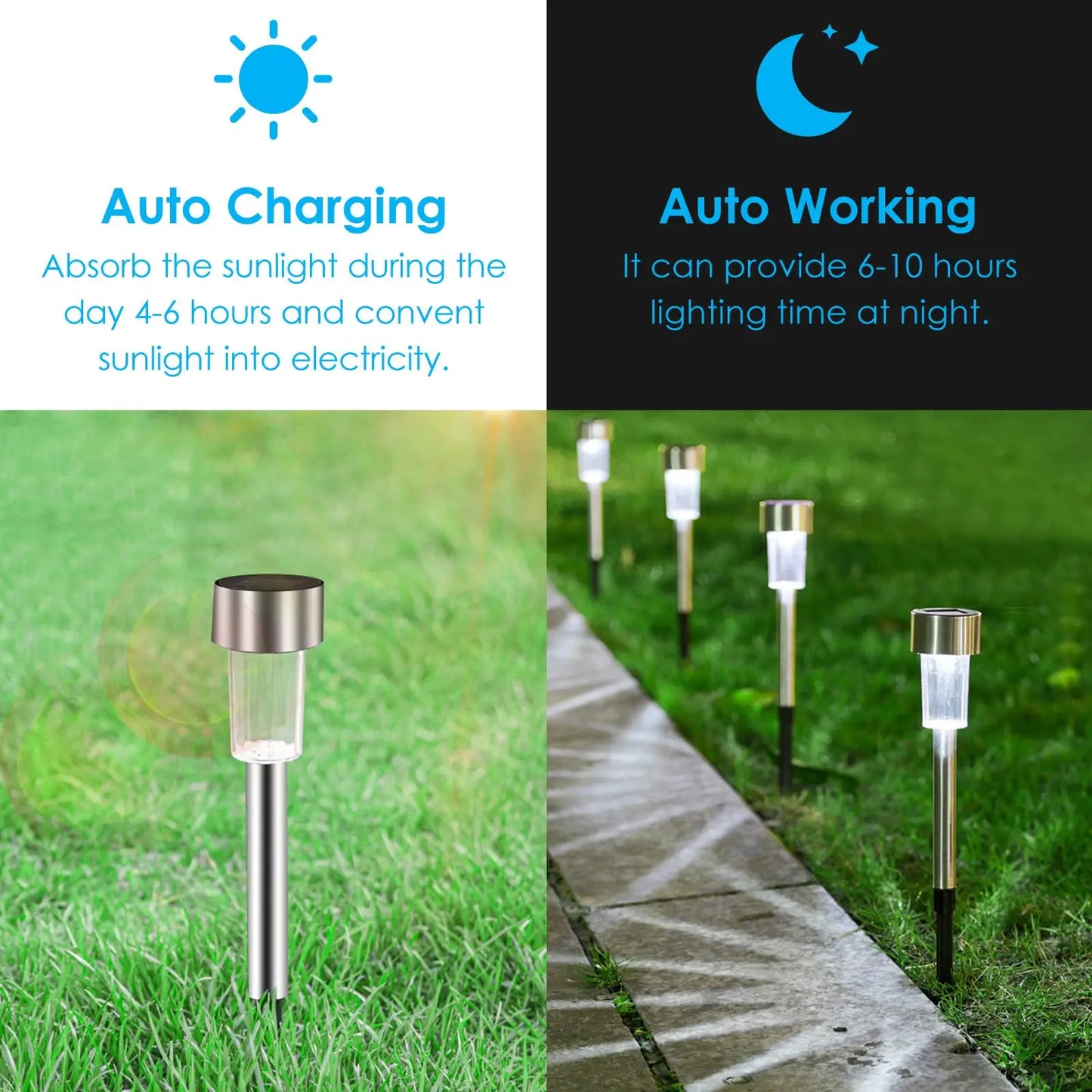10pcs solar LED lights,solar outdoor LED stick lights,landscape lights,for courtyards,lawns,paths,driveways,garden decoration