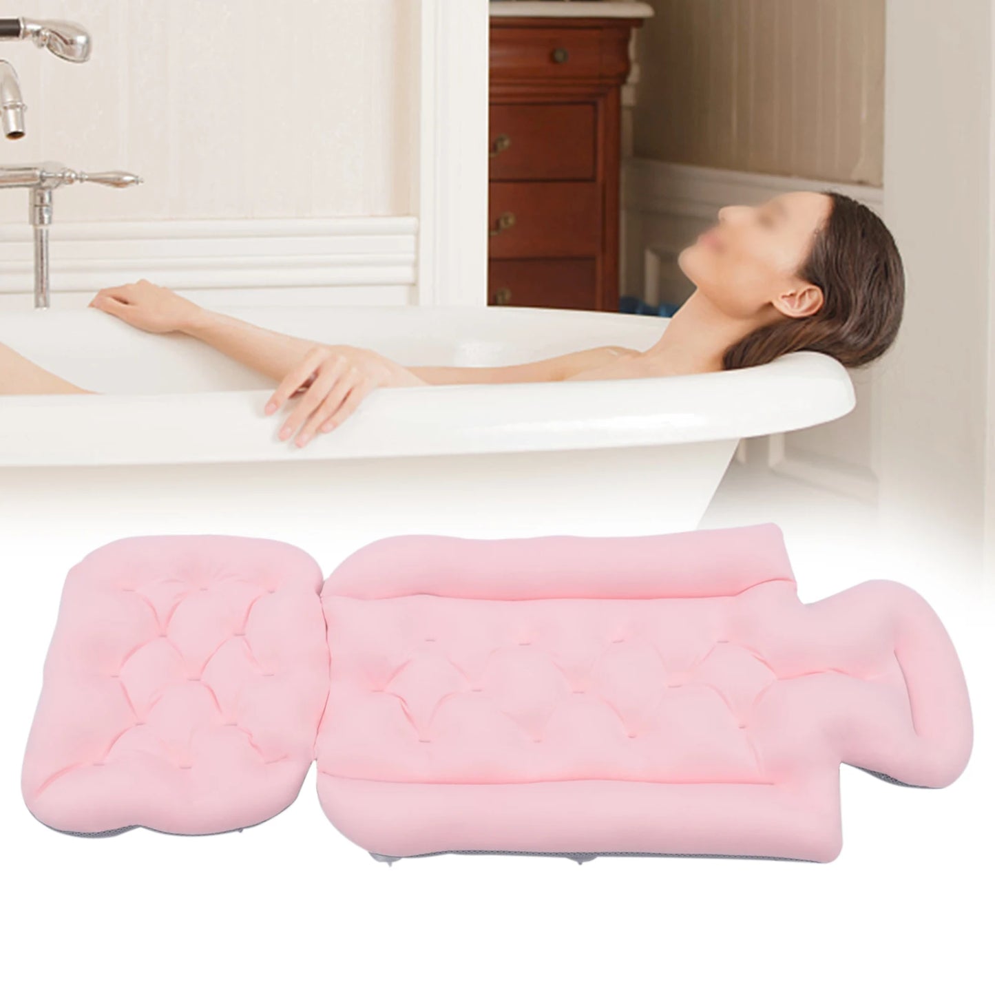 Full Body Bath Pillow, Luxury Bath Cushion with 192 Suction Cups, Bath Pillows for Tub for Head and Neck Support,10 Suction Cups