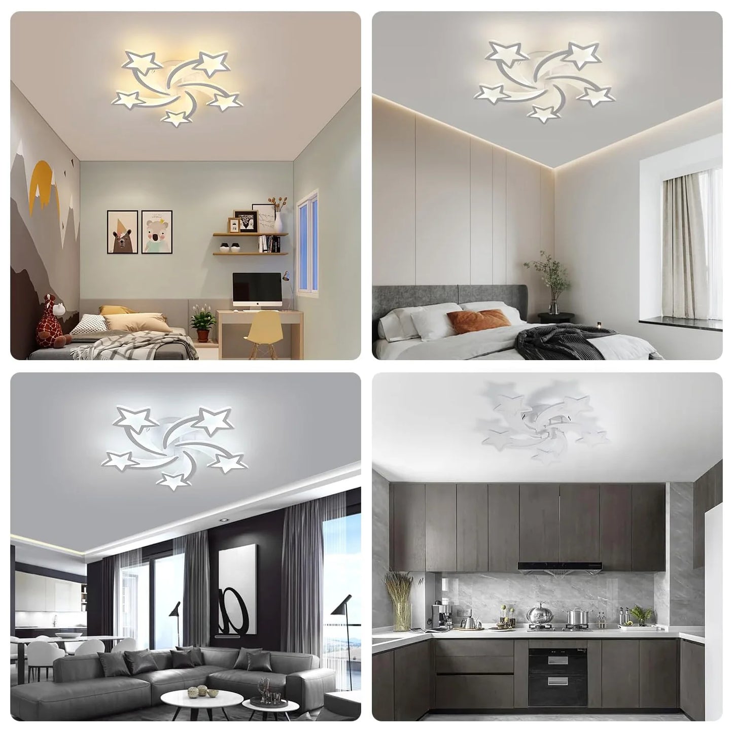 Dimmable LED Ceiling Light with Remote Control, White Creative LED Ceiling Light with 5 Heads for Living Room, Bedroom