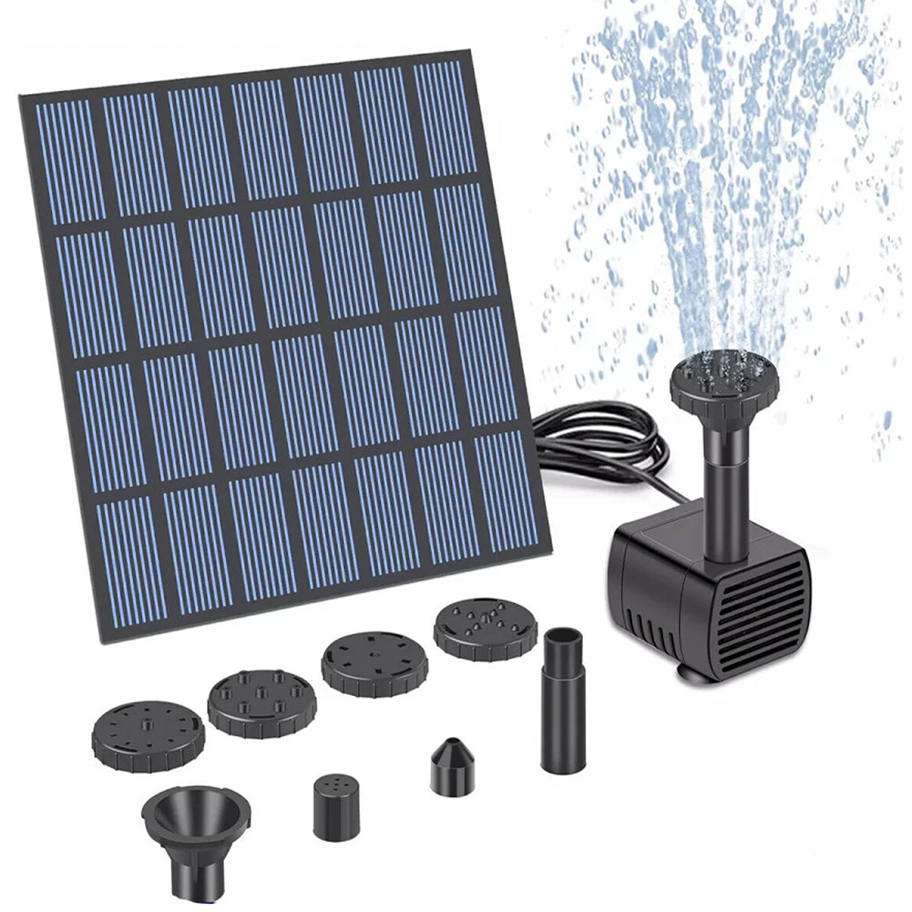 Solar Water Fountain Pump with Nozzles Solar Fountain Pond Pump Kit Solar Water Pump Kit for Garden Pool Pond Aquarium Fountain