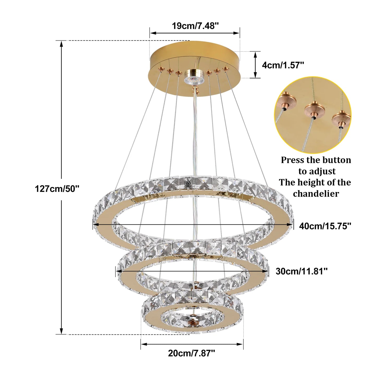 Luxury Rings Pendant Light LED Crystal Ceiling Lamp Modern Home Decor Lustre Living Dining Room Chandelier Indoor Lumin Fixture