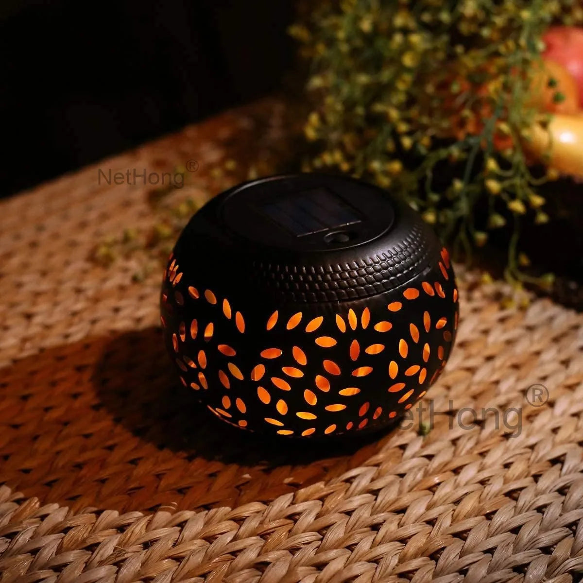 Metal LED Solar ndustrial Style Light Hollowed Out Lawn Garden Lights Decor