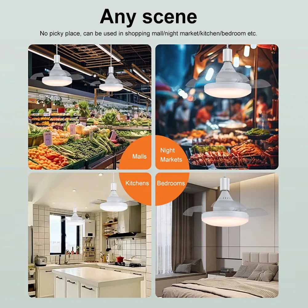 30/60W Lighted Ceiling Fan Ultra-quiet Invisible With Remote Control Retractable Blades Hall Screw Fan Light LED Chandelier Fan