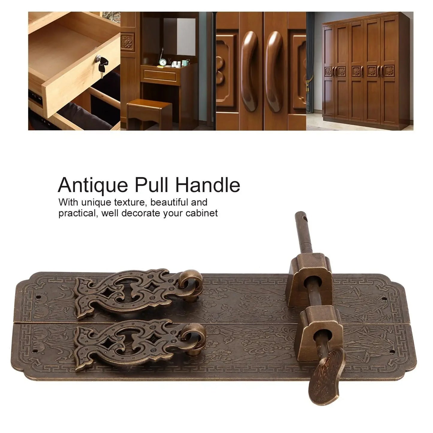 Door Handles Kit Chinese Style Antique Copper Gate Pull Handle Furniture Hardwares