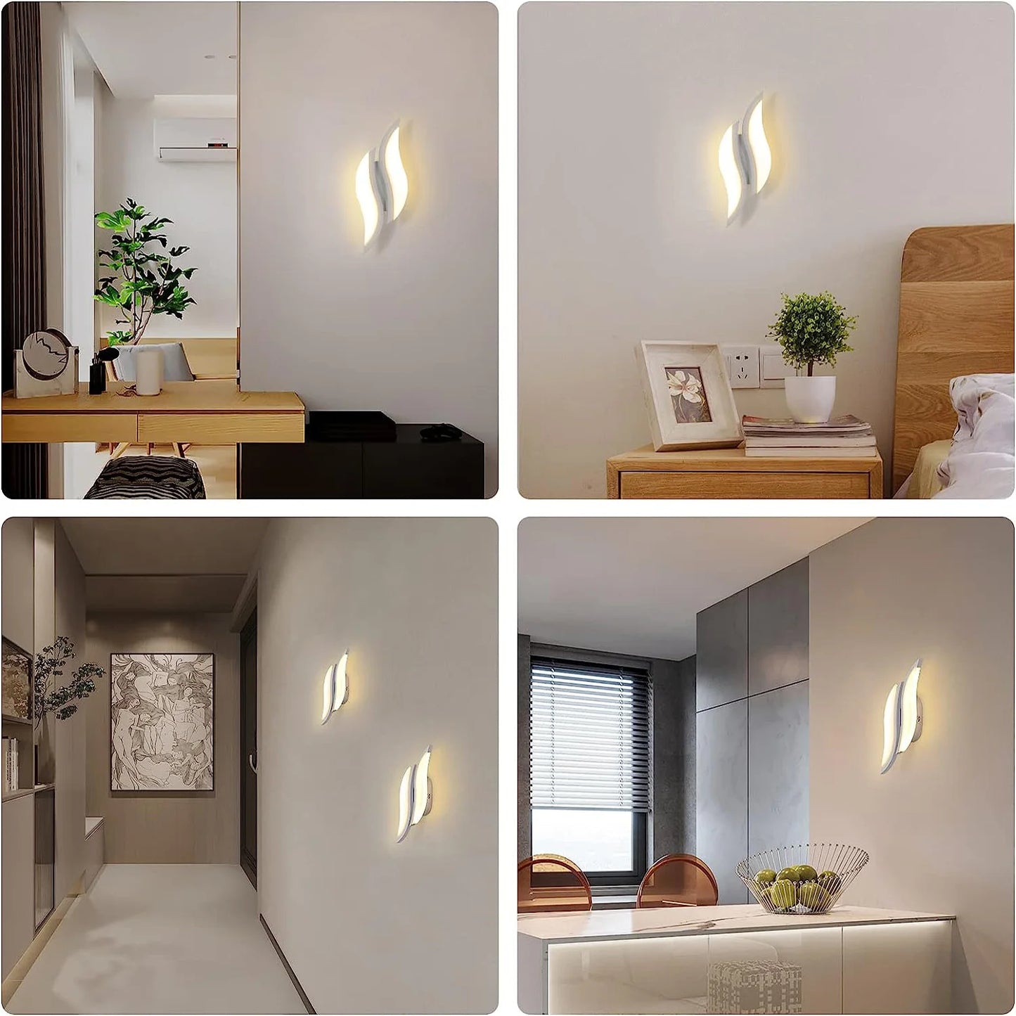 LED Interior Wall Light,Modern White Wall Lamp 20W,Warm Light 3000K Acrylic Aluminium Wall Lamp for Bedroom, Study in Hallway