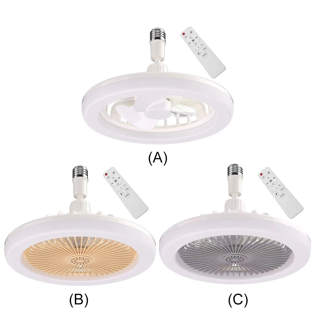 2 In 1 Silent Ceiling Fan Light with Remote Control 3 Speeds Fan Light Dimming Three Color Light for Home Living Room Bedroom