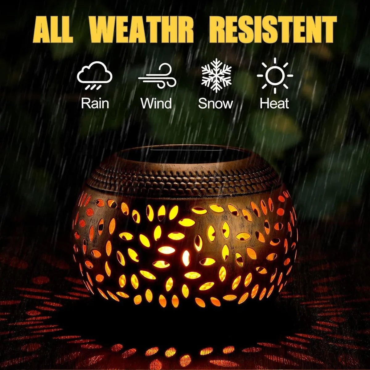 Metal LED Solar ndustrial Style Light Hollowed Out Lawn Garden Lights Decor