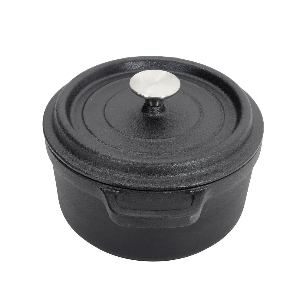 kitchen Cast Iron Casserole Dish Pot Pan Basting Lid Stew Stock Pot Baking Loaf