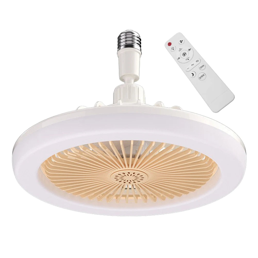 2 In 1 Silent Ceiling Fan Light with Remote Control 3 Speeds Fan Light Dimming Three Color Light for Home Living Room Bedroom