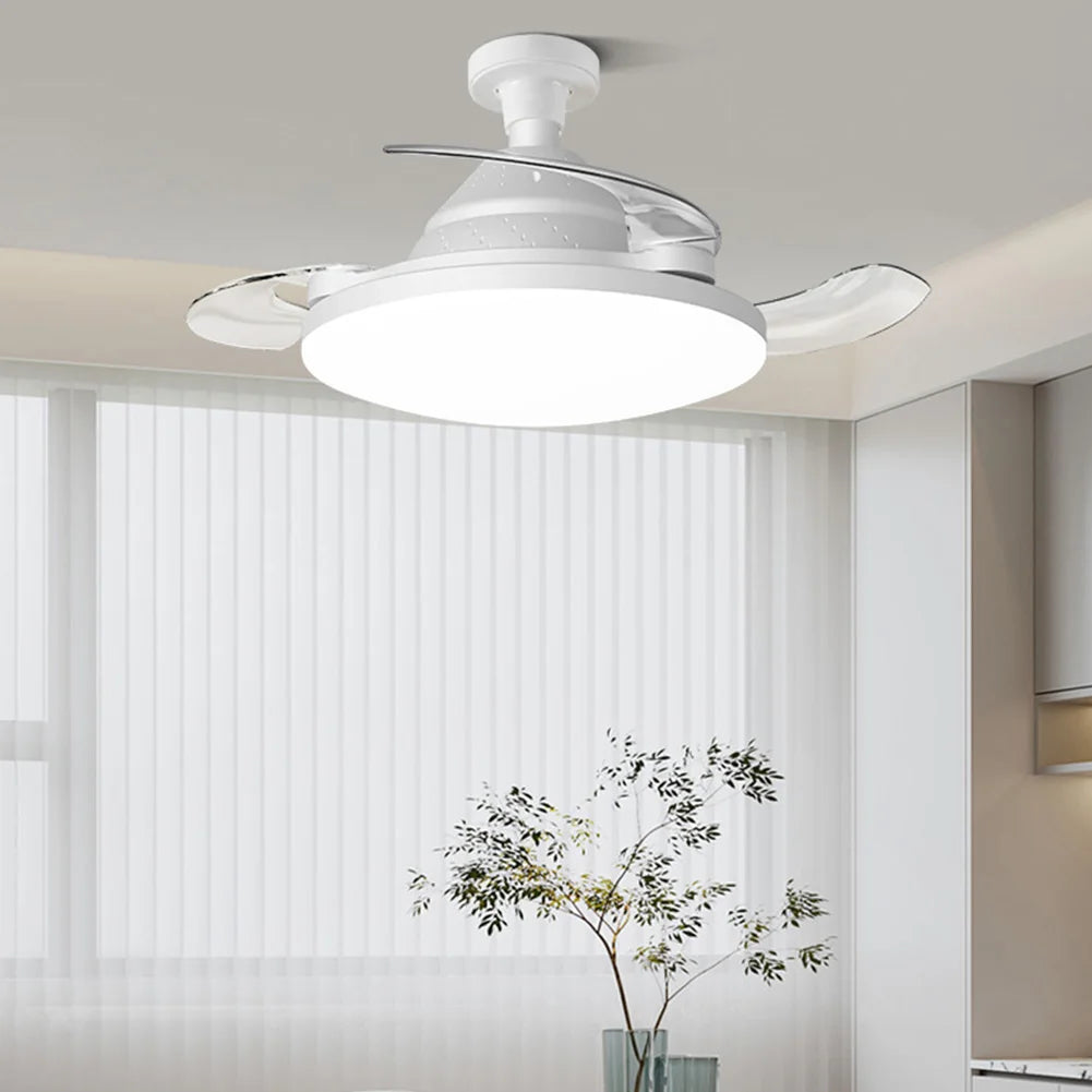 30/60W Lighted Ceiling Fan Ultra-quiet Invisible With Remote Control Retractable Blades Hall Screw Fan Light LED Chandelier Fan