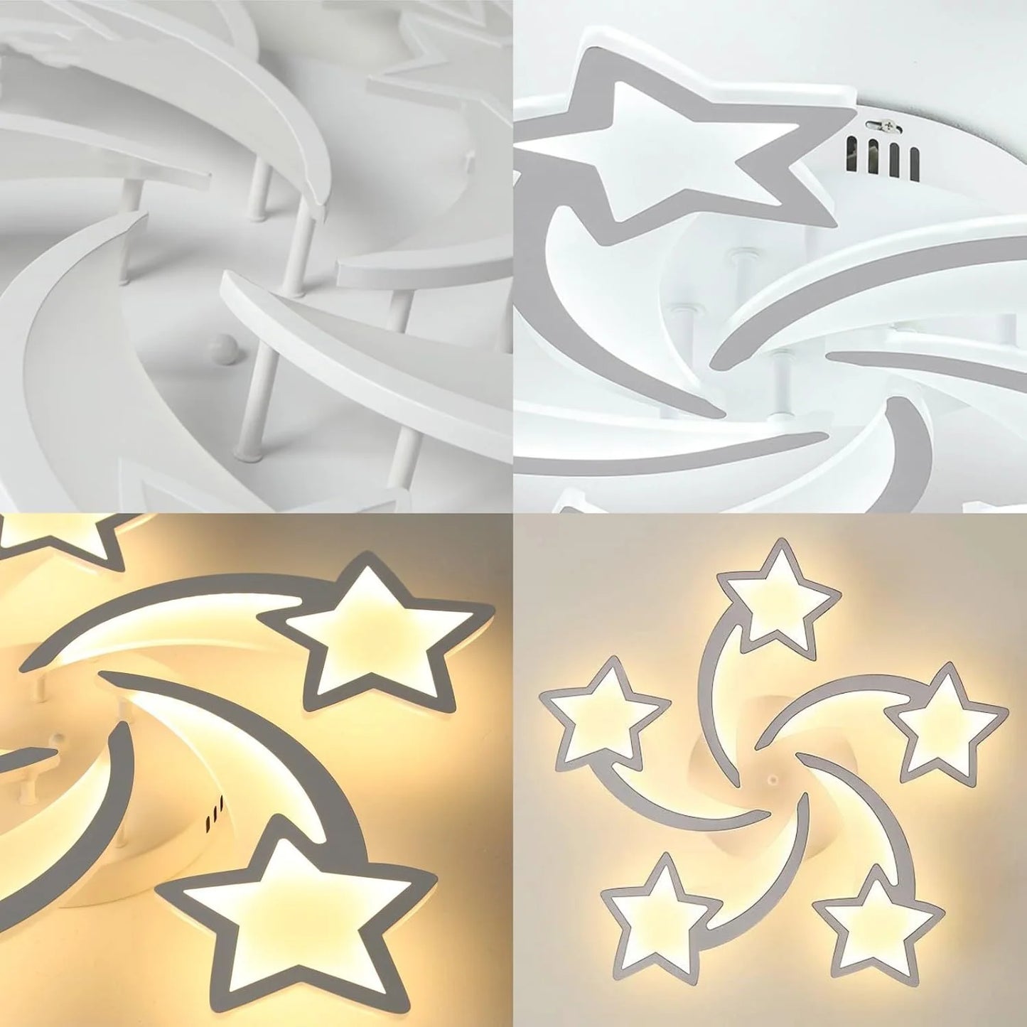 Dimmable LED Ceiling Light with Remote Control, White Creative LED Ceiling Light with 5 Heads for Living Room, Bedroom