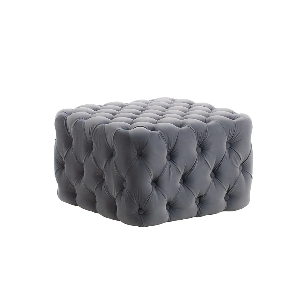 Quilted Diamond Velvet Footstool