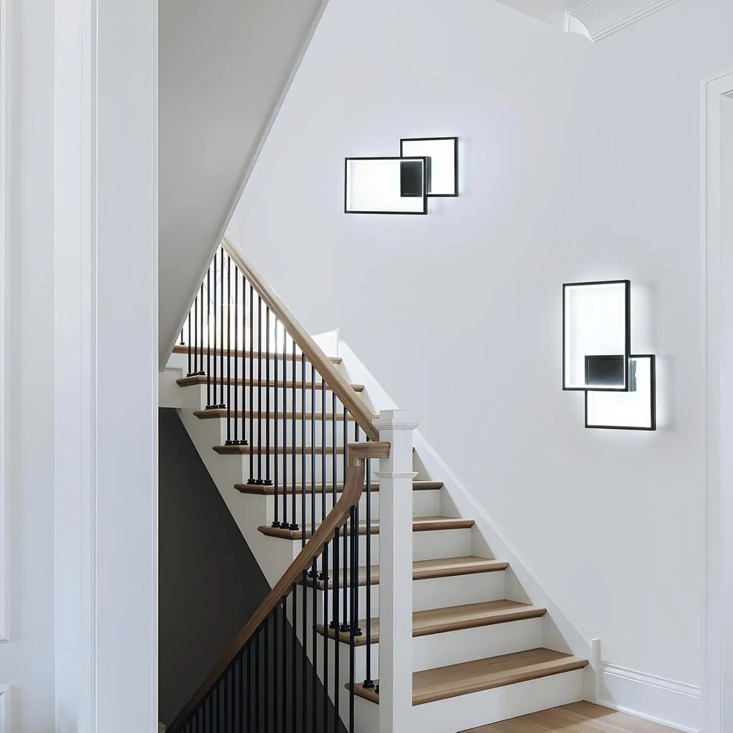 34W Square Aluminum Wall Lamp, 6500K White Light Wall Lamp, Black Minimalist Wall Lamp Suitable for Bedrooms and Living Rooms