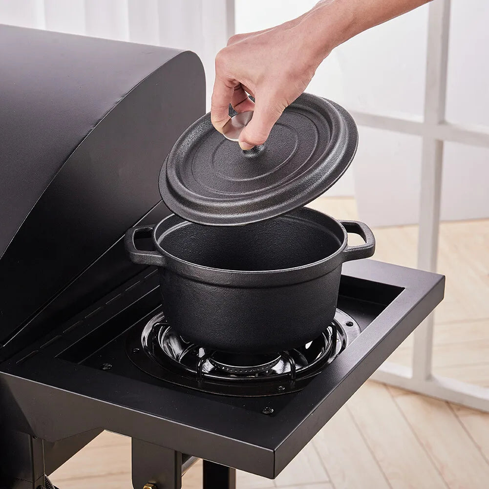 kitchen Cast Iron Casserole Dish Pot Pan Basting Lid Stew Stock Pot Baking Loaf