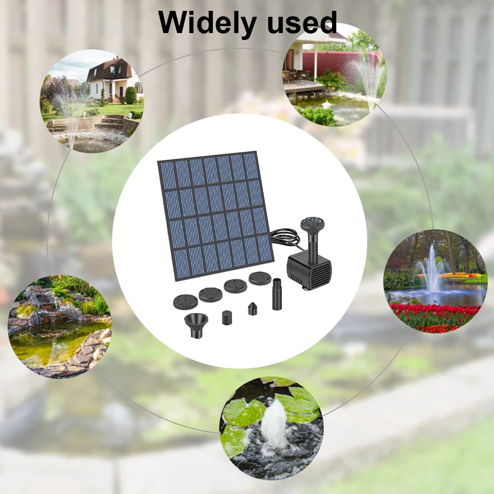 Solar Water Fountain Pump with Nozzles Solar Fountain Pond Pump Kit Solar Water Pump Kit for Garden Pool Pond Aquarium Fountain