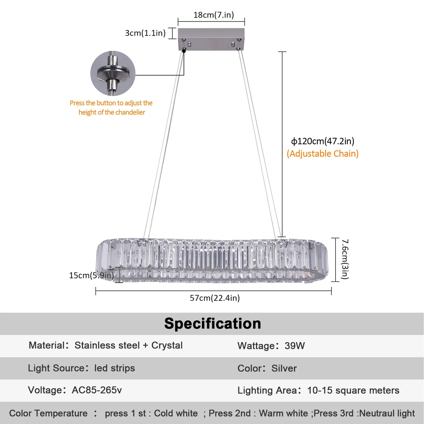 VETRULUS Modern Pendant Light Luxury Crystal Oval Design Led Chandelier Ceiling Lamp Hanging Fixture Living Bedroom Hotel Remote