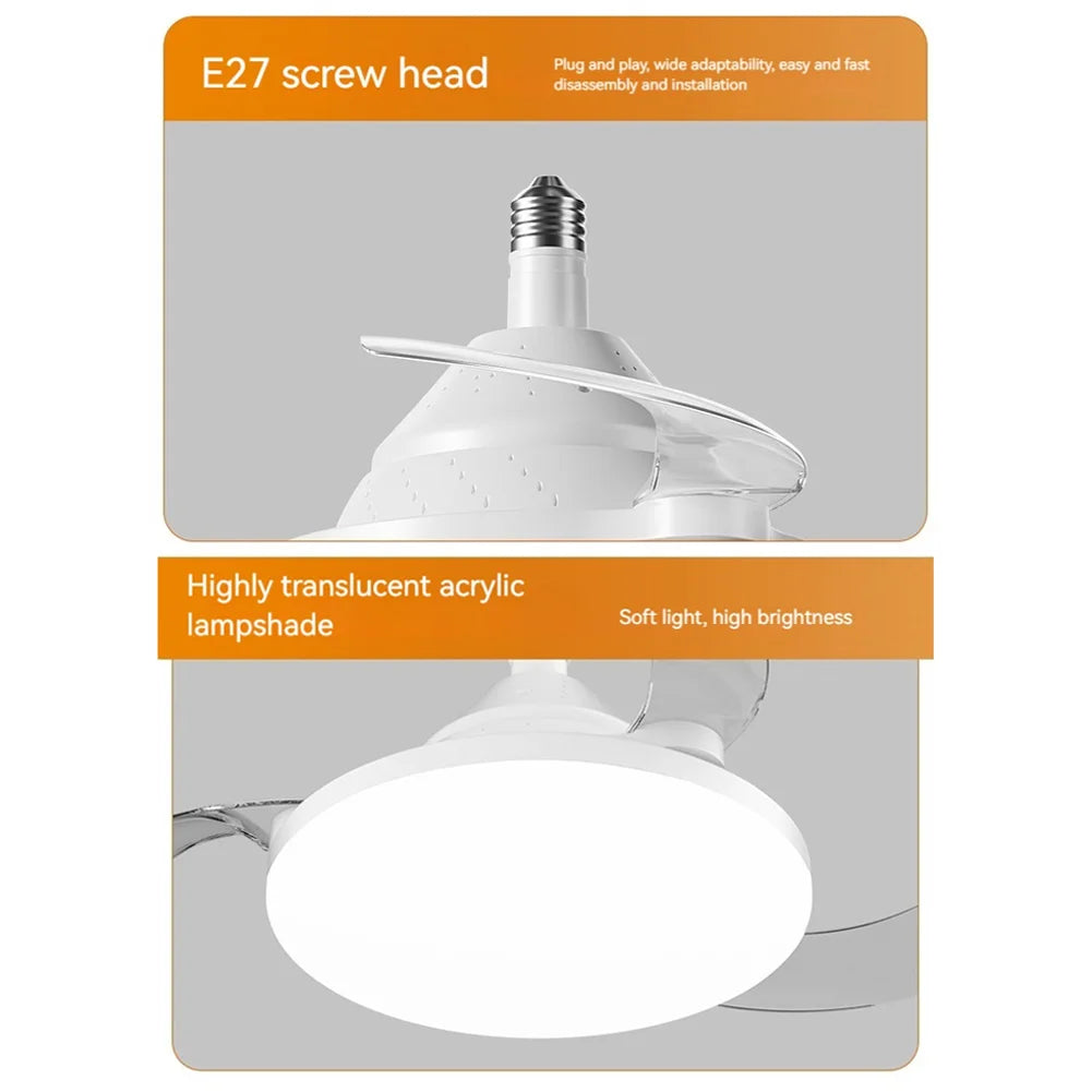 30/60W Lighted Ceiling Fan Ultra-quiet Invisible With Remote Control Retractable Blades Hall Screw Fan Light LED Chandelier Fan
