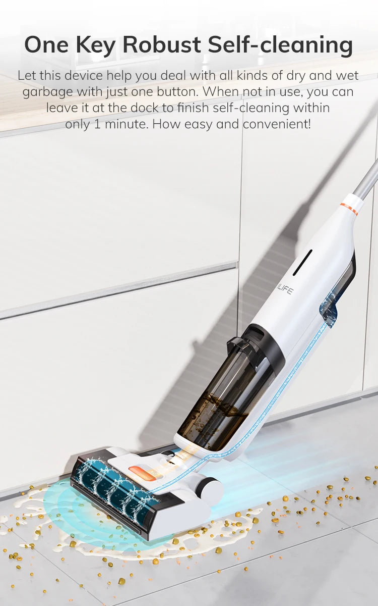 Ilife W90 Cordless Wireless Wet Dry Smart Mop Washing, 5500Pa Suction, 1 Min Self Cleaning, Large Dual Water Tank