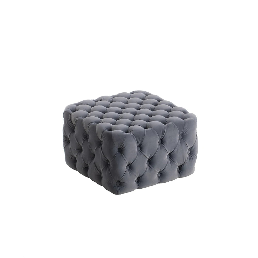 Quilted Diamond Velvet Footstool