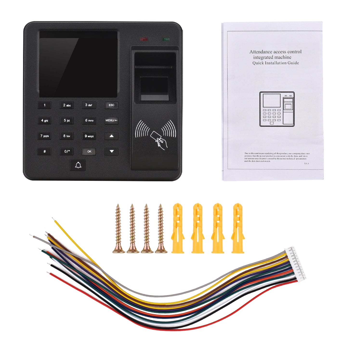 Access Control Time Attendance Machine Fingerprint/Password/ID Card Recognition Time Clock with 2.4 Inch Display Screen Employee