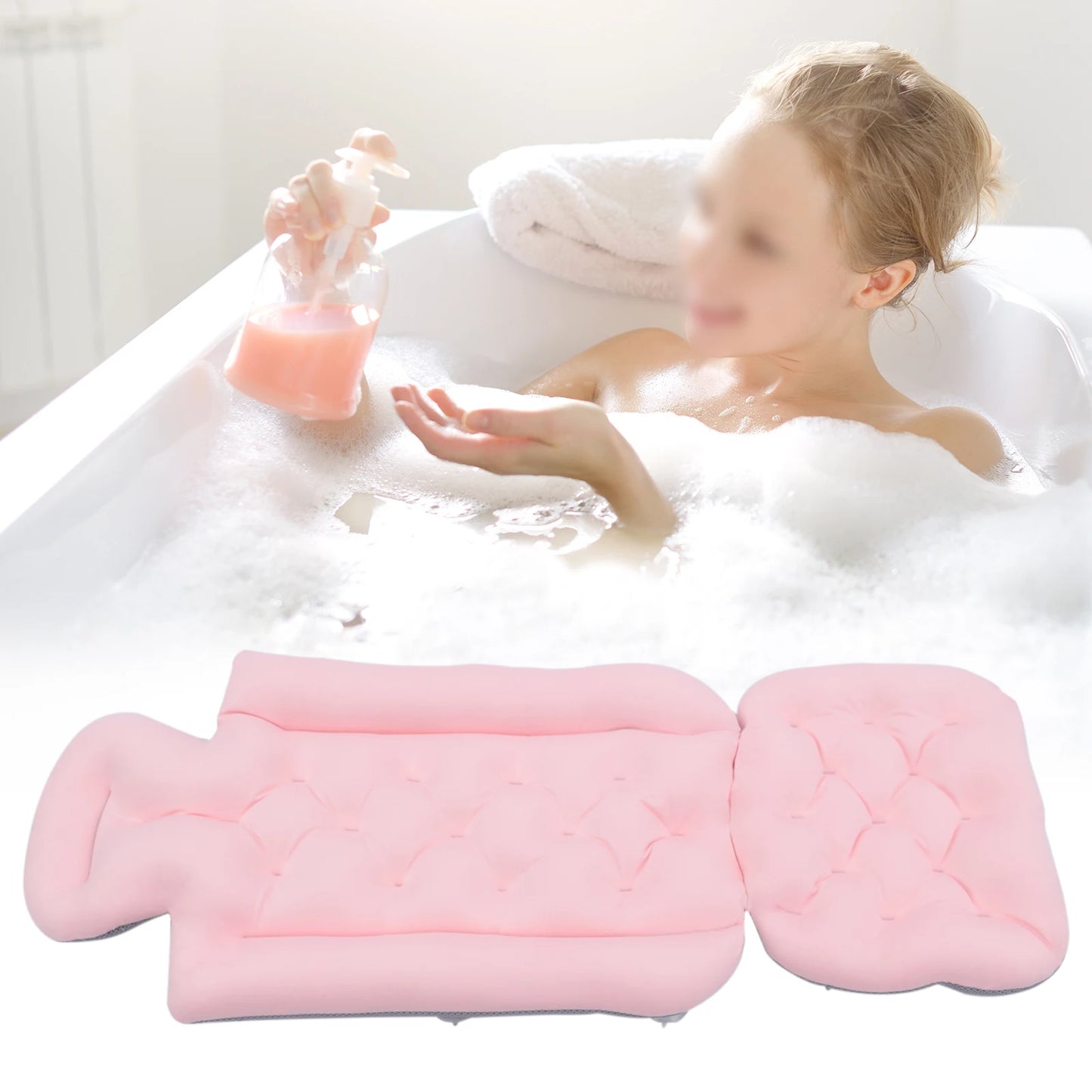 Full Body Bath Pillow, Luxury Bath Cushion with 192 Suction Cups, Bath Pillows for Tub for Head and Neck Support,10 Suction Cups