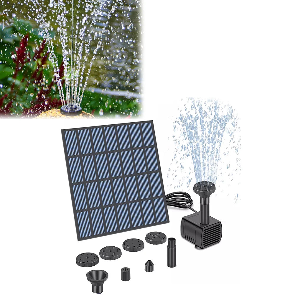 Solar Water Fountain Pump with Nozzles Solar Fountain Pond Pump Kit Solar Water Pump Kit for Garden Pool Pond Aquarium Fountain