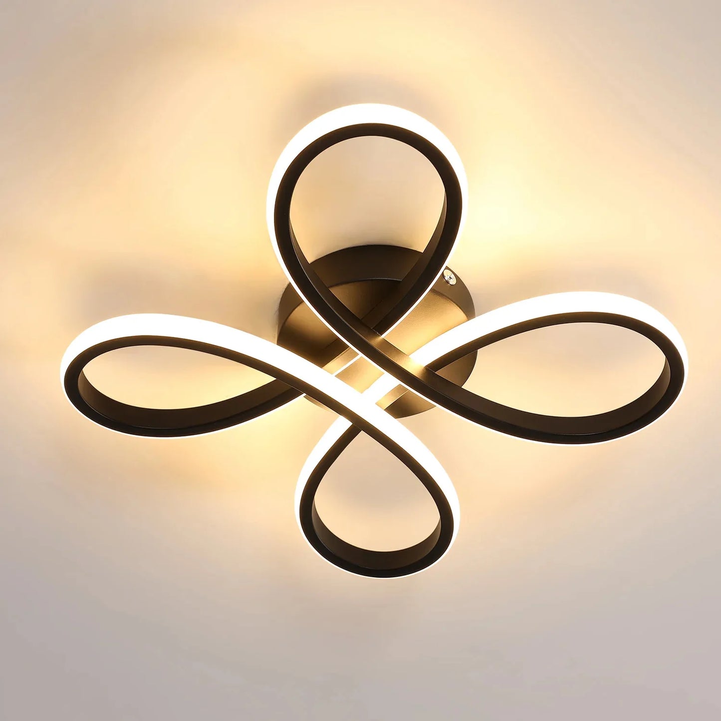 Modern LED Ceiling Light,28W 3200LM Black Modern LED Ceiling Lamp,Creative Flower Shape Design,3000K Ceiling Light for Bedroom
