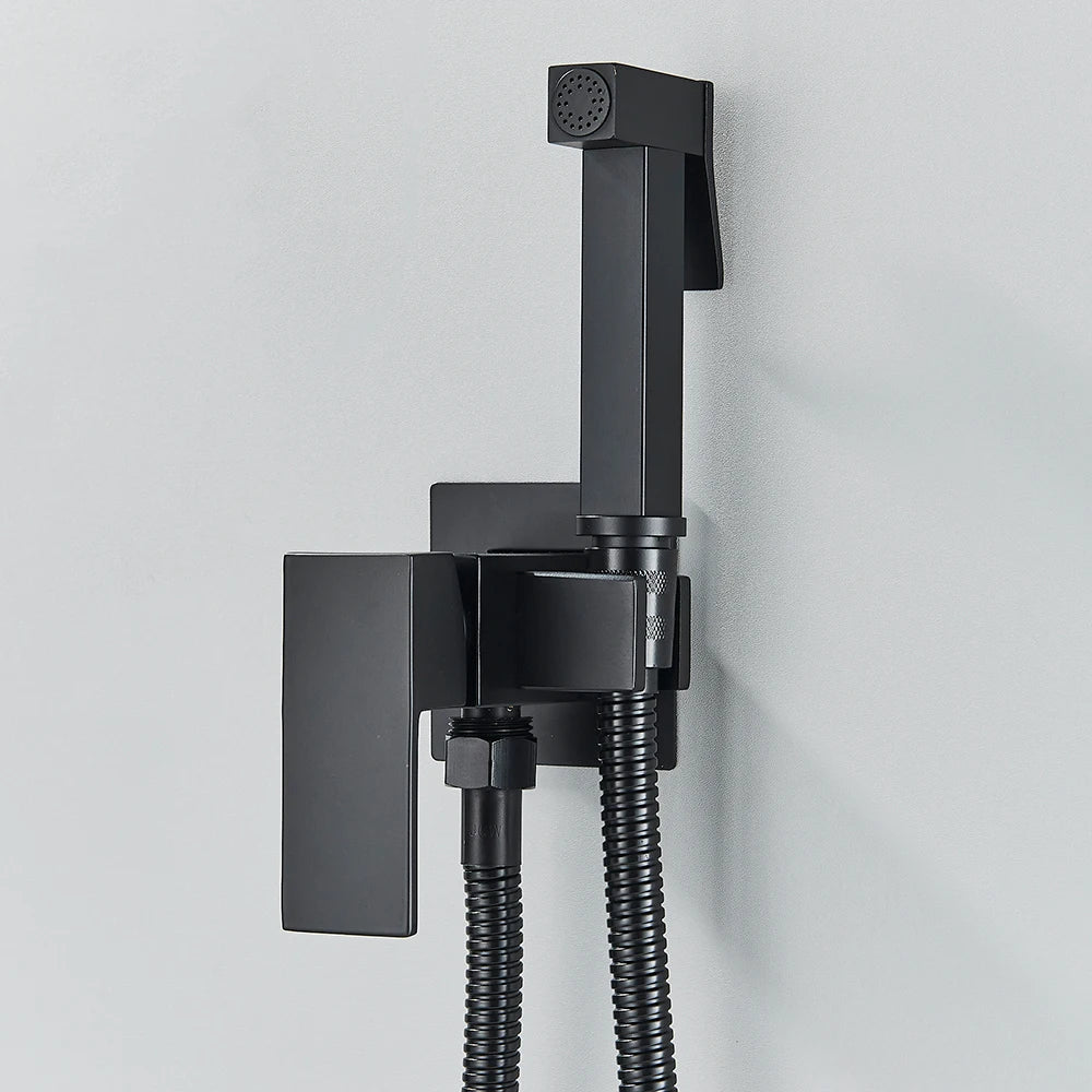 Matte Black Bidet Shower Faucet Solid Brass Bidet Faucet Muslim Ducha Higienica Hot Cold Water Mixer Tap Toilet Faucets