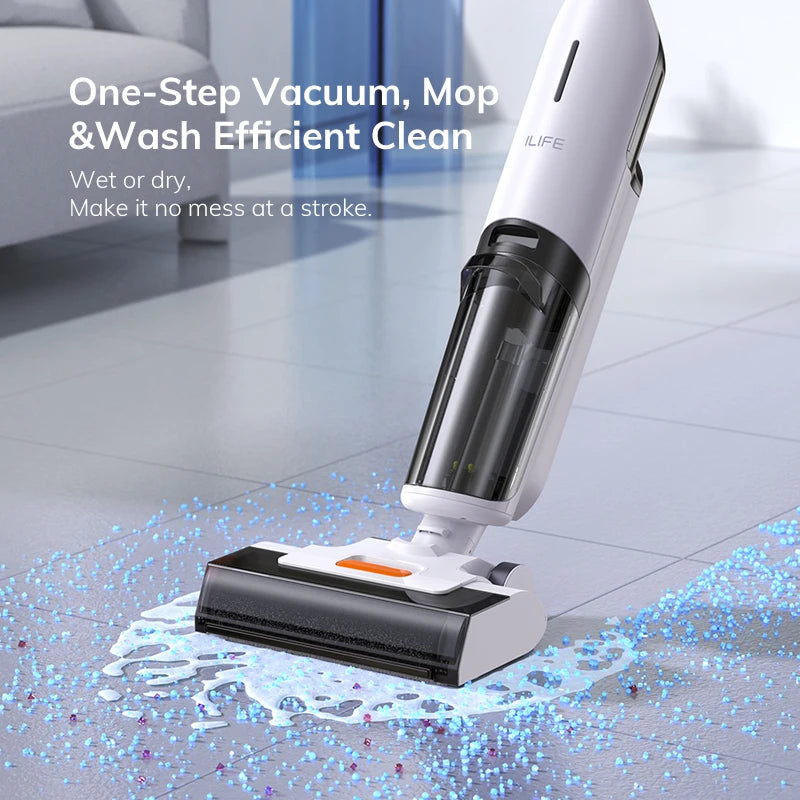 Ilife W90 Cordless Wireless Wet Dry Smart Mop Washing, 5500Pa Suction, 1 Min Self Cleaning, Large Dual Water Tank