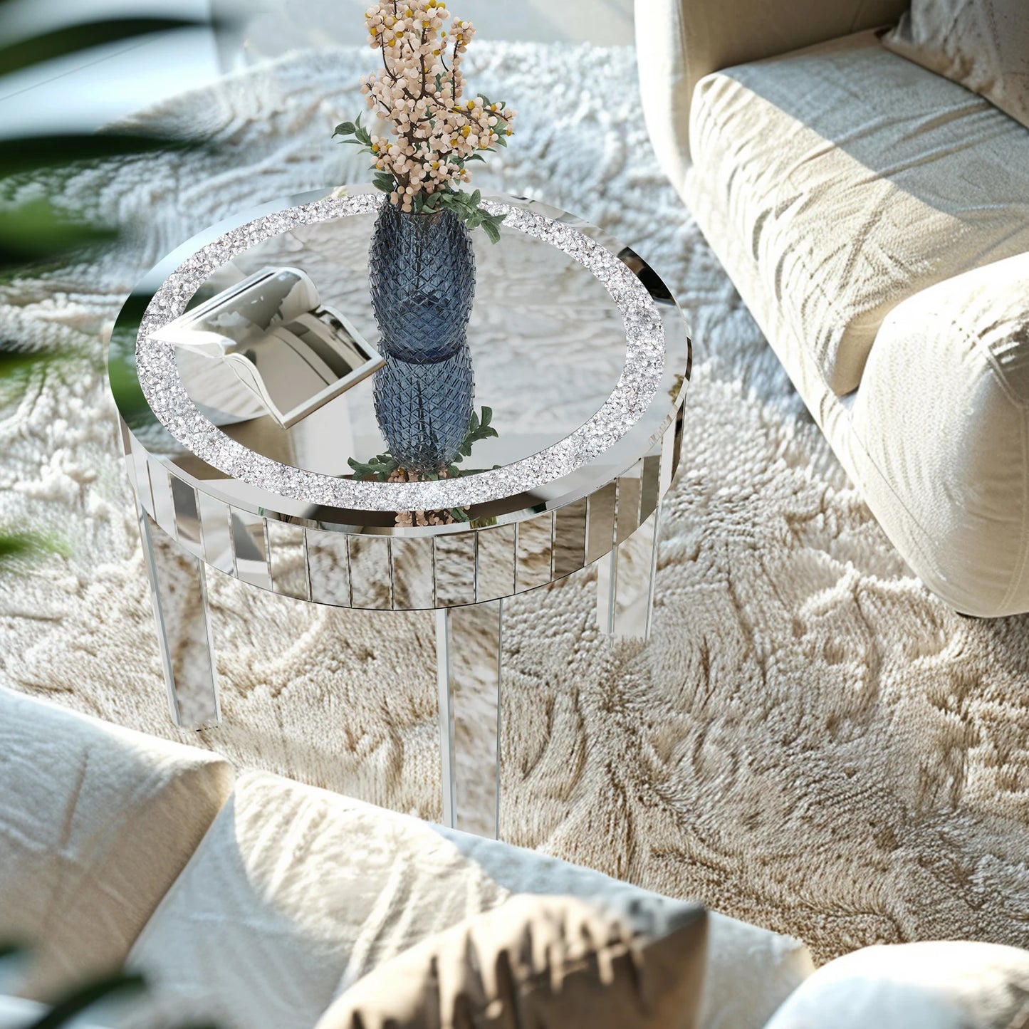 Luxury Mirrored Round Side Table