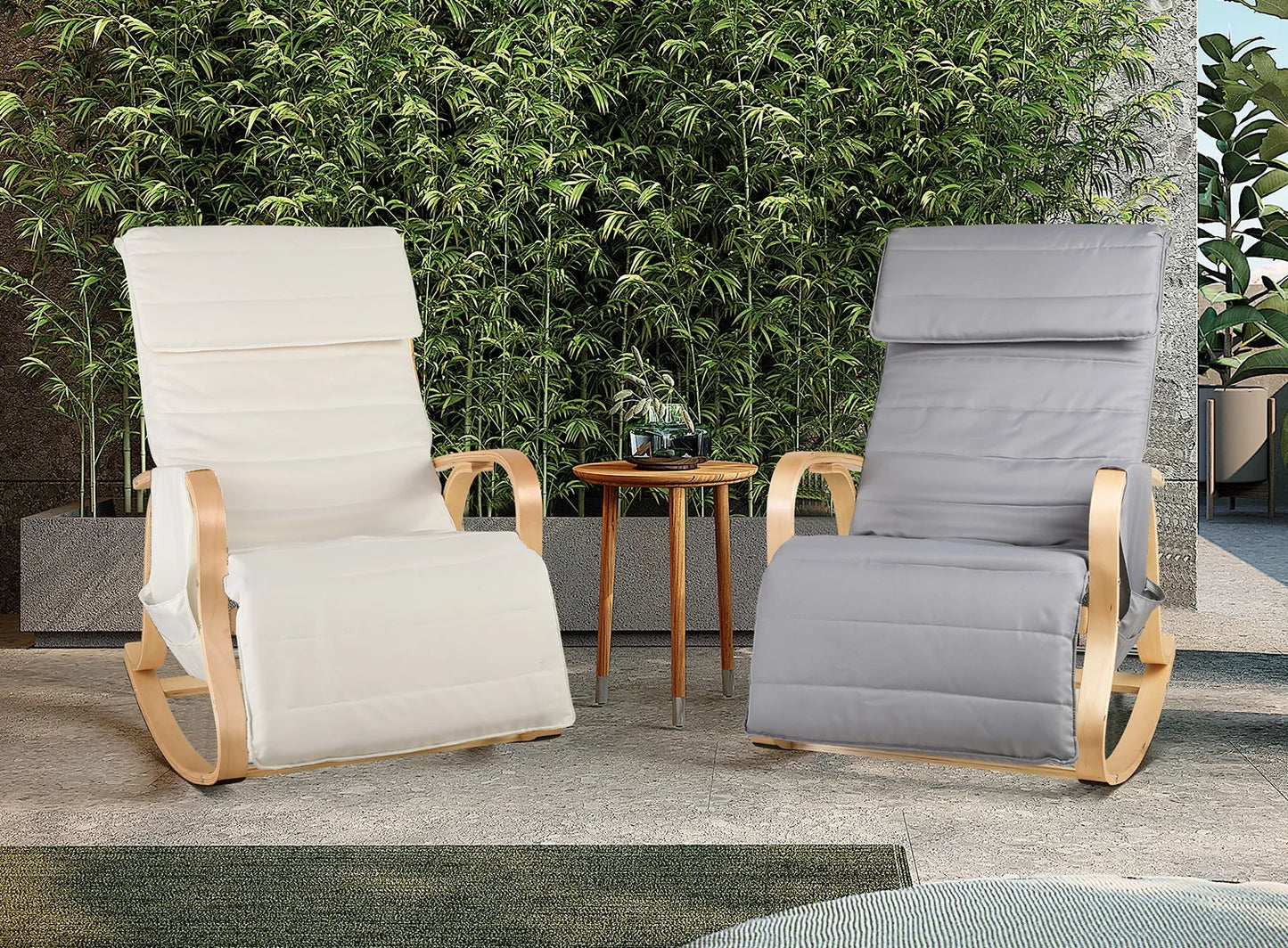Getone Rocking Chair, Resting Armchair, Nursing Chair with Armrests Footrest for Bedroom Living Room, White / Grey 2 Colors