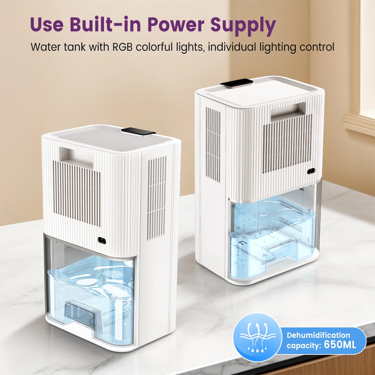 LOEFME Silent Dehumidifier 2.8L Large Air Dehumidifier 650ml/Day with Touch Display LED Light for Home Bedroom Office Basement
