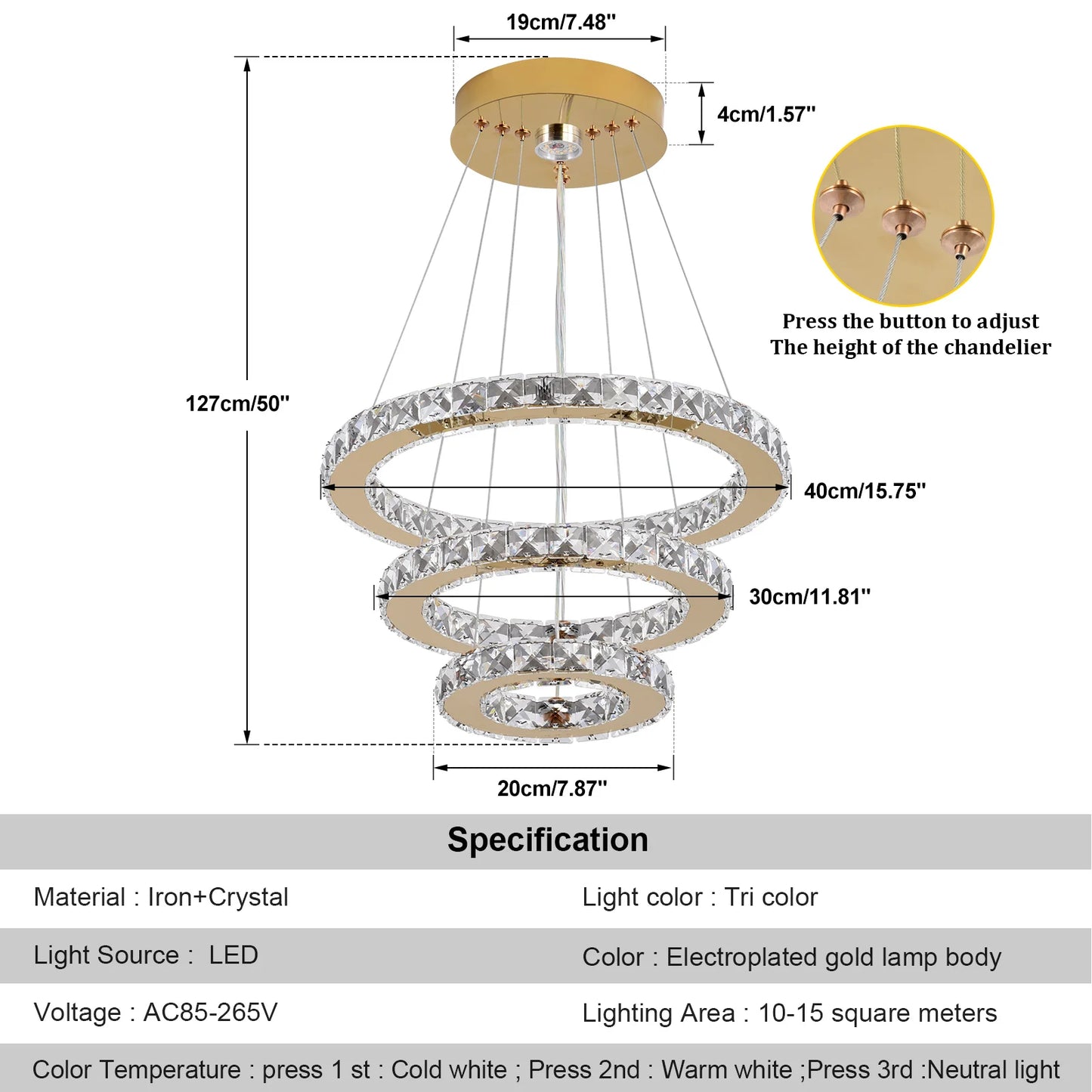 Luxury Rings Pendant Light LED Crystal Ceiling Lamp Modern Home Decor Lustre Living Dining Room Chandelier Indoor Lumin Fixture