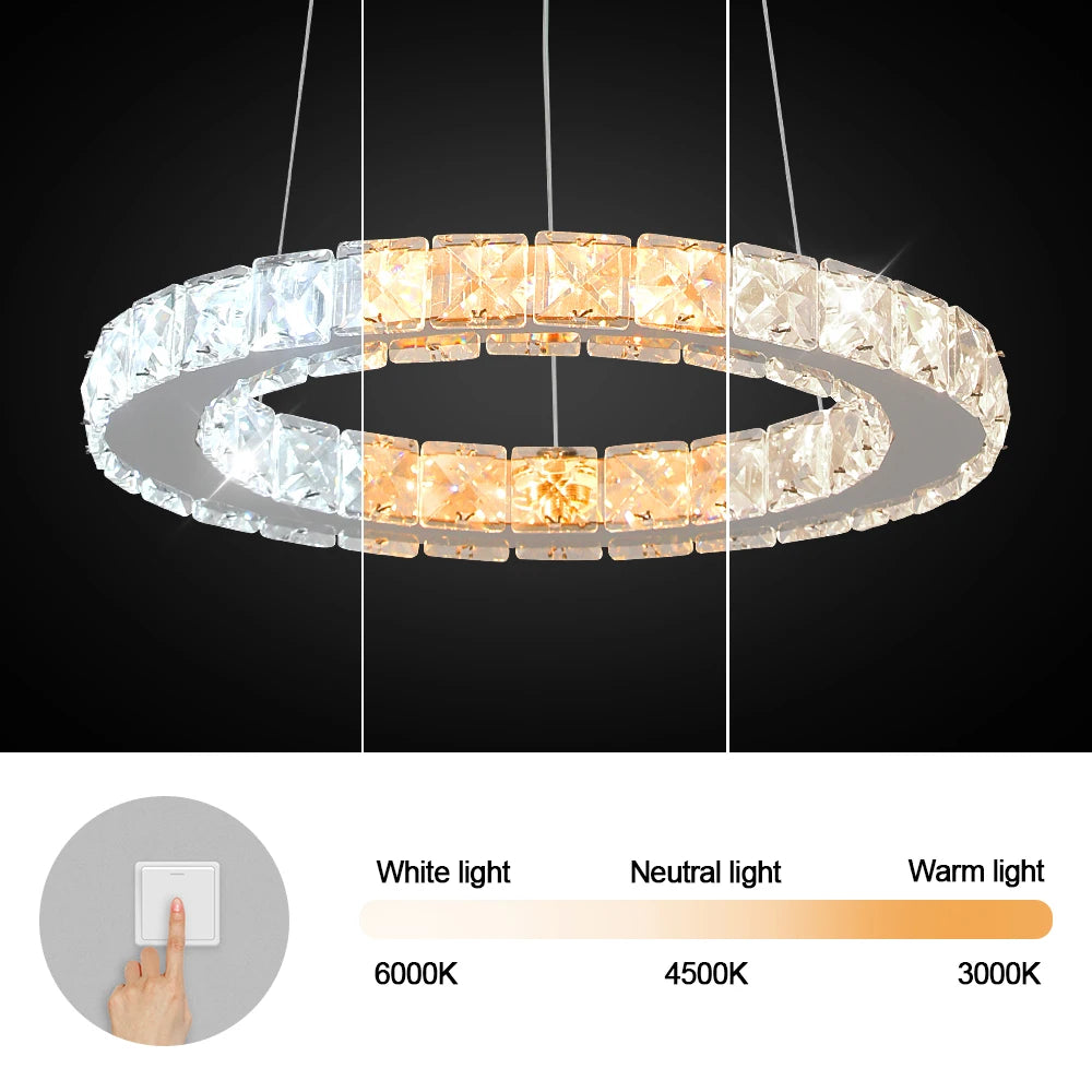Luxury Rings Pendant Light LED Crystal Ceiling Lamp Modern Home Decor Lustre Living Dining Room Chandelier Indoor Lumin Fixture