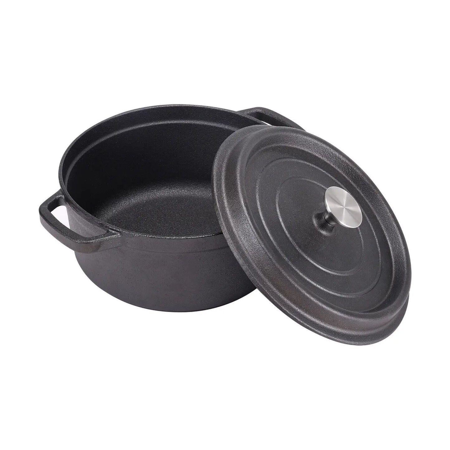 kitchen Cast Iron Casserole Dish Pot Pan Basting Lid Stew Stock Pot Baking Loaf