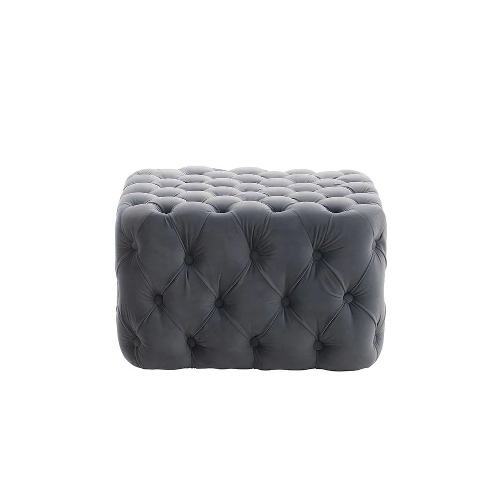 Quilted Diamond Velvet Footstool
