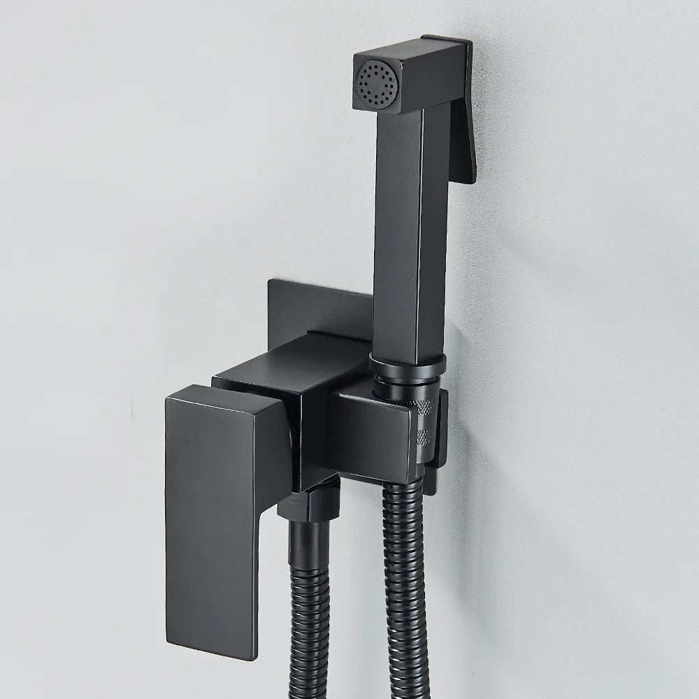 Matte Black Bidet Shower Faucet Solid Brass Bidet Faucet Muslim Ducha Higienica Hot Cold Water Mixer Tap Toilet Faucets