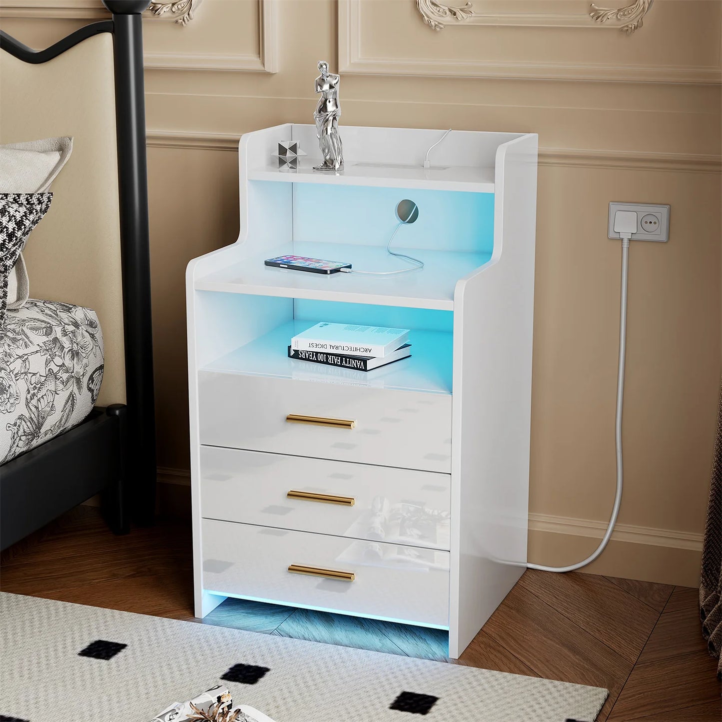 3 Drawers Smart Bedside Table