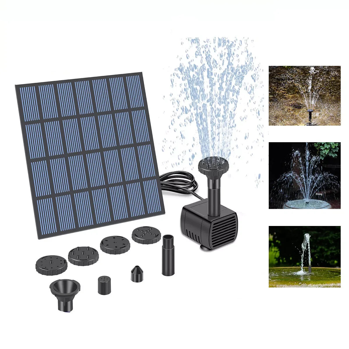 Solar Water Fountain Pump with Nozzles Solar Fountain Pond Pump Kit Solar Water Pump Kit for Garden Pool Pond Aquarium Fountain