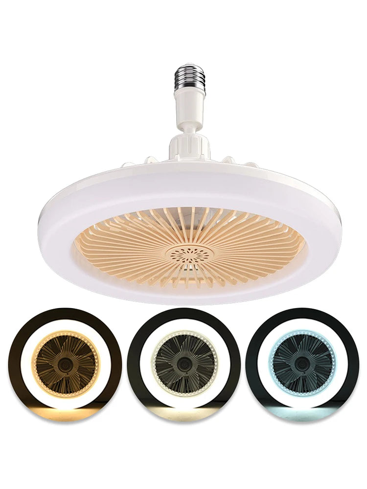 2 In 1 Silent Ceiling Fan Light with Remote Control 3 Speeds Fan Light Dimming Three Color Light for Home Living Room Bedroom