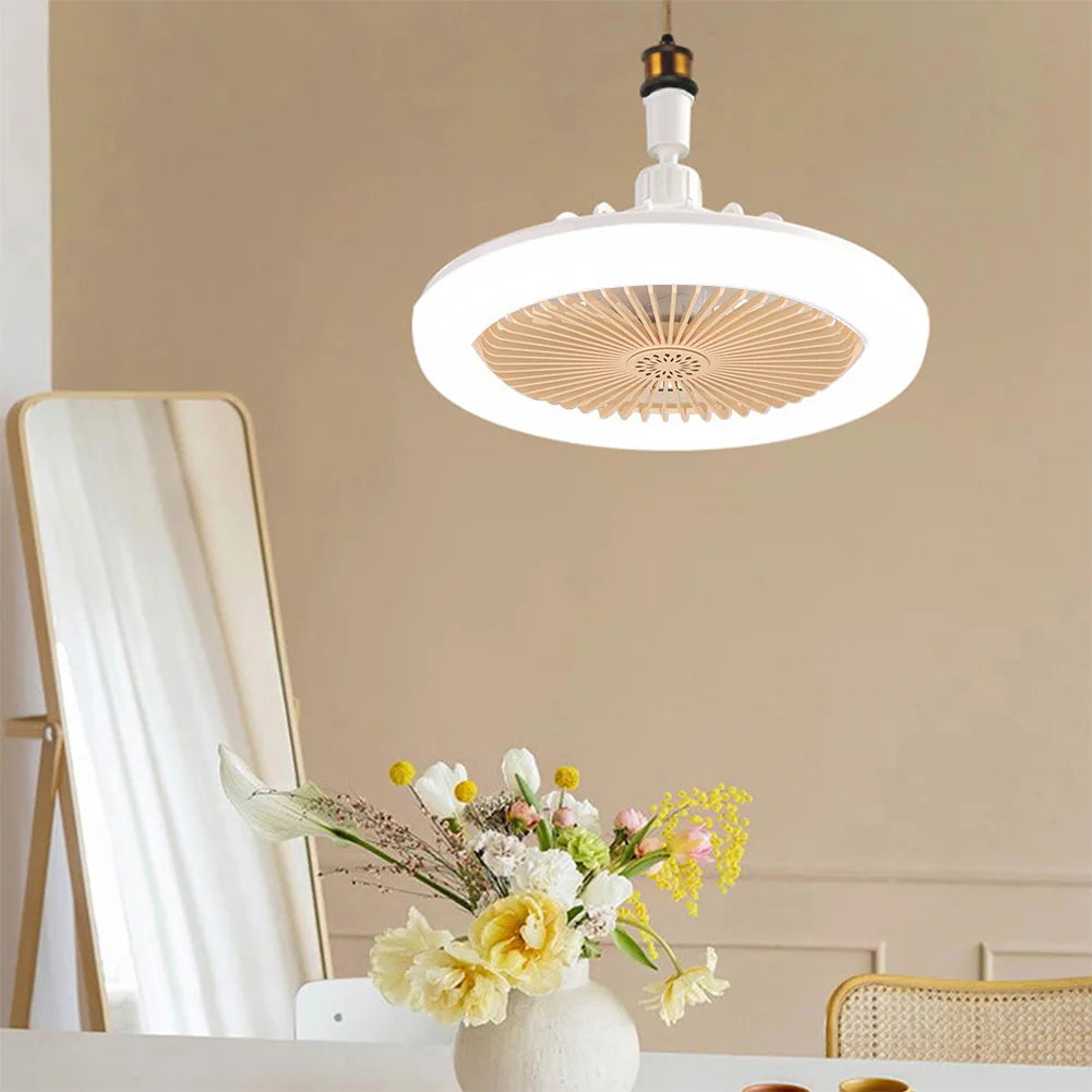 2 In 1 Silent Ceiling Fan Light with Remote Control 3 Speeds Fan Light Dimming Three Color Light for Home Living Room Bedroom