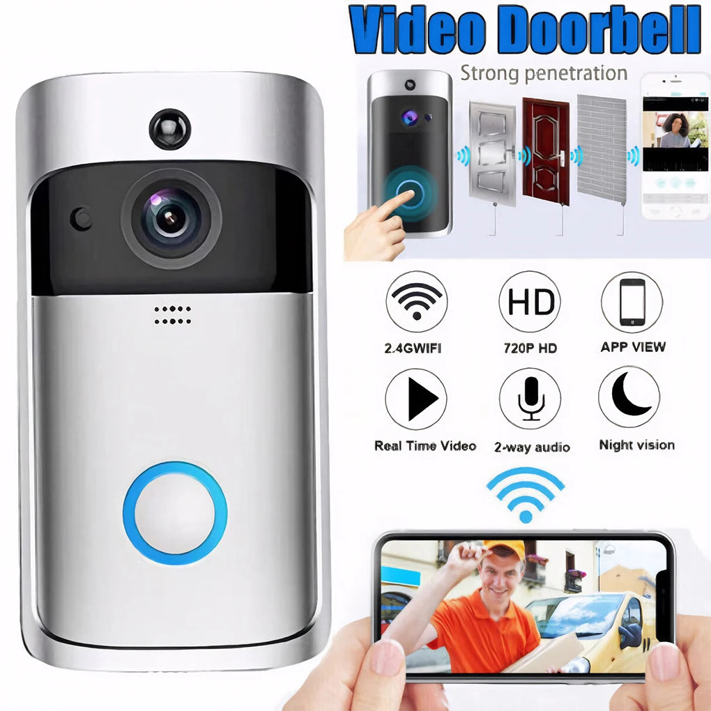 WIFI Video Doorbell HD Smart Home Wireless WIFI Doorbell Camera Security Video Intercom IR Night Vision AC Battery Operated Hous