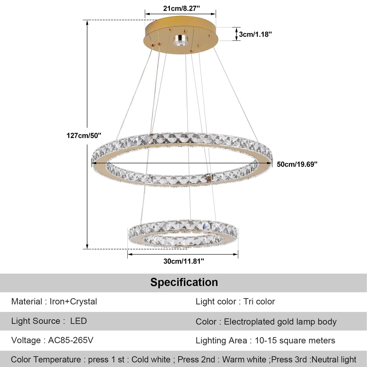 Luxury Rings Pendant Light LED Crystal Ceiling Lamp Modern Home Decor Lustre Living Dining Room Chandelier Indoor Lumin Fixture