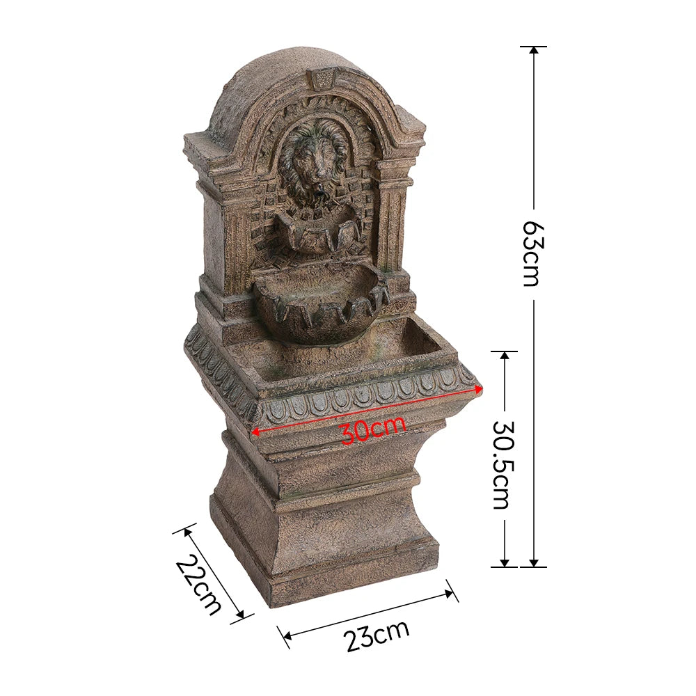【Breeins】Rustic Outdoor Floor Water Fountain High with LED Light Cascading Bowls for Garden Patio Backyard
